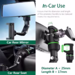 ⁦Support Téléphone Voiture pour Rétroviseur Rotation 360°, Bras Long Ajustable - حامل هاتف لمرآة الرؤية الخلفية للسيارة مع دوران 360° وذراع قابل للتعديل⁩ - الصورة ⁦5⁩