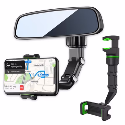 Support Téléphone Voiture pour Rétroviseur Rotation 360°, Bras Long Ajustable - حامل هاتف لمرآة الرؤية الخلفية للسيارة مع دوران 360° وذراع قابل للتعديل