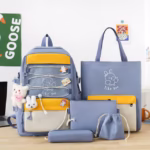 Sac à Dos Multifonctionnel Kawaii Grand Volume Imperméable et Résistant 5Pcs Bleu SACKDS33BL - حقيبة ظهر بعدة قطع بتصميم كاوايي