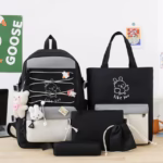 Sac à Dos Multifonctionnel Kawaii Grand Volume Imperméable et Résistant 5Pcs Noir SACKDS33N - حقيبة ظهر بعدة قطع بتصميم كاوايي
