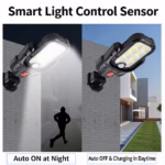 ⁦Lampadaire Solaire Extérieur Intelligent avec Détecteur de Mouvement Étanche IP65 DC-938C - مصباح بالطاقة الشمسية مع مستشعر حركة وقابلية للتعديل⁩ - الصورة ⁦6⁩