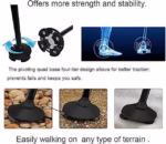 ⁦Canne de Marche Pliable avec Lampe LED Base Pivotante Quadruple Hauteur Réglable - عصا المشي القابلة للطي المزودة بإضاءة وقاعدة رباعية ثنائية التوازن⁩ - الصورة ⁦3⁩