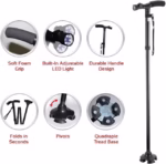 ⁦Canne de Marche Pliable avec Lampe LED Base Pivotante Quadruple Hauteur Réglable - عصا المشي القابلة للطي المزودة بإضاءة وقاعدة رباعية ثنائية التوازن⁩ - الصورة ⁦2⁩