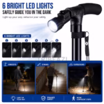 ⁦Canne de Marche Pliable avec Lampe LED Base Pivotante Quadruple Hauteur Réglable - عصا المشي القابلة للطي المزودة بإضاءة وقاعدة رباعية ثنائية التوازن⁩ - الصورة ⁦10⁩