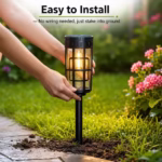 ⁦Éclairage Solaire de Jardin Extérieur avec Support Murale HW-1288B - مصابيح حدائق شمسية فاخرة إضاءة دافئة⁩ - الصورة ⁦10⁩