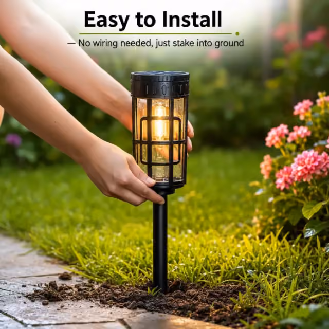 ⁦Éclairage Solaire de Jardin Extérieur avec Support Murale HW-1288B - مصابيح حدائق شمسية فاخرة إضاءة دافئة⁩ - الصورة ⁦10⁩