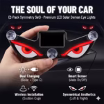 ⁦Lampe Signale de Fenêtre Voiture Motif Devil Eye Énergie Solaire et Type-C - مصباح نافذة السيارة ليلي يعمل بالطاقة الشمسية⁩ - الصورة ⁦6⁩