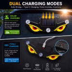 ⁦Lampe Signale de Fenêtre Voiture Motif Devil Eye Énergie Solaire et Type-C - مصباح نافذة السيارة ليلي يعمل بالطاقة الشمسية⁩ - الصورة ⁦11⁩