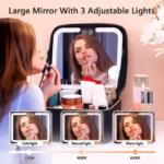 ⁦Trousse de Maquillage et Voyage avec Miroir LED Intégré 3 Modes de Lumière - حقيبة تنظيم المكياج والسفر مع مرآة مضيئة⁩ - الصورة ⁦5⁩