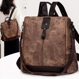 Sac à Dos Femme Antivol en Tissu Vintage avec Fermeture Arrière SACKDS39MR – حقيبة ظهر نسائية كاجوال متعددة الاستخدامات