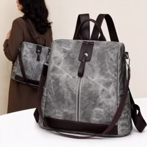 Sac à Dos Femme Antivol en Tissu Vintage avec Fermeture Arrière SACKDS39GR – حقيبة ظهر نسائية كاجوال متعددة الاستخدامات