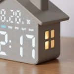 ⁦Horloge Réveil Numérique LED en Forme de Maison Double Alarme Veilleuse Douce GH8063 - ساعة منبه رقمية بتصميم منزل أنيق مع إضاءة ليلية وشاشة كاملة⁩ - الصورة ⁦3⁩