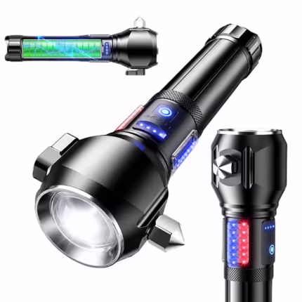 Lampe Torche Tactique LED 1200 Lumens Portée 450m avec Éclairage Latéral - مصباح يدوي تكتيكي عالي الإضاءة متعدد الاستخدامات