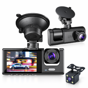 Black Box Caméra d’Aide au Stationnement et Dashcam Voiture 3 Canaux 1080P Full HD – كاميرا قيادة السيارات الثلاثية مع شاشة وزاوية عريضة 170 درجة